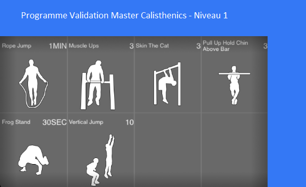 Programme Validation Master Calisthenics Niveau 1