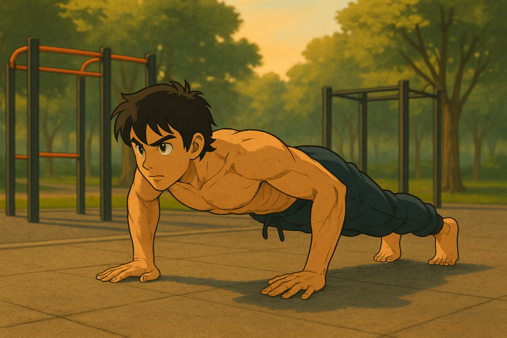 Kai réalise push ups street workout -- WO-Calisthenics