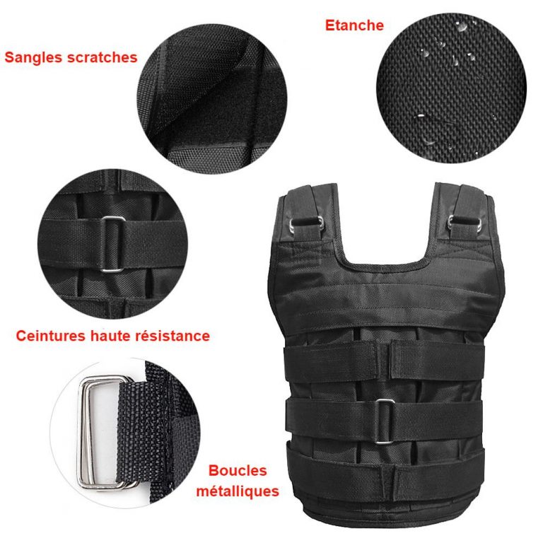 Gilet Lesté 10kg Musculation - Fitness, CrossFit, Running - Réglable Et Confutable