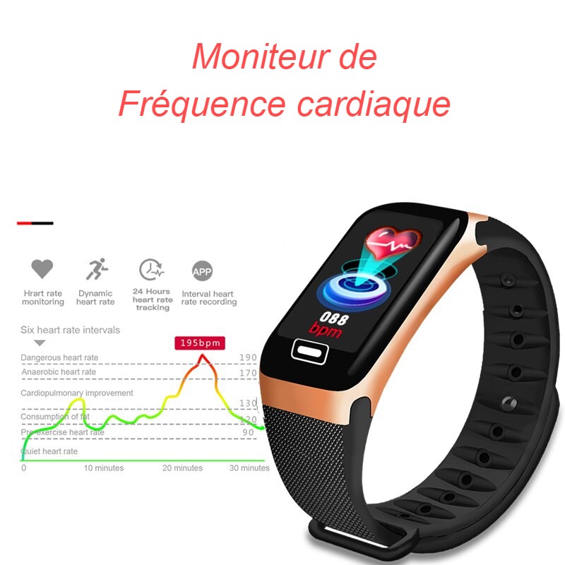 Bracelet Connecté Santé B6836 Moniteur fréquence cardiaque | WO-Calisthenics