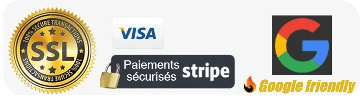 Badge Paiements sécurisés Stripe + SSL + Google Friendly -- WO-Calisthenics