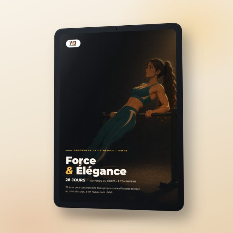 programme calisthenics femme - couverture du PDF 28 jours sur tablette - WO-Calisthenics