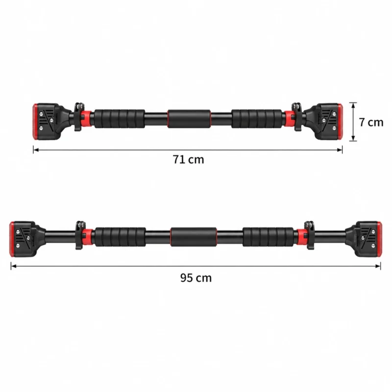 Schéma de la barre Wall Grip Pro avec les longueurs 71 cm et 95 cm et la cote verticale fournisseur de 7 cm.