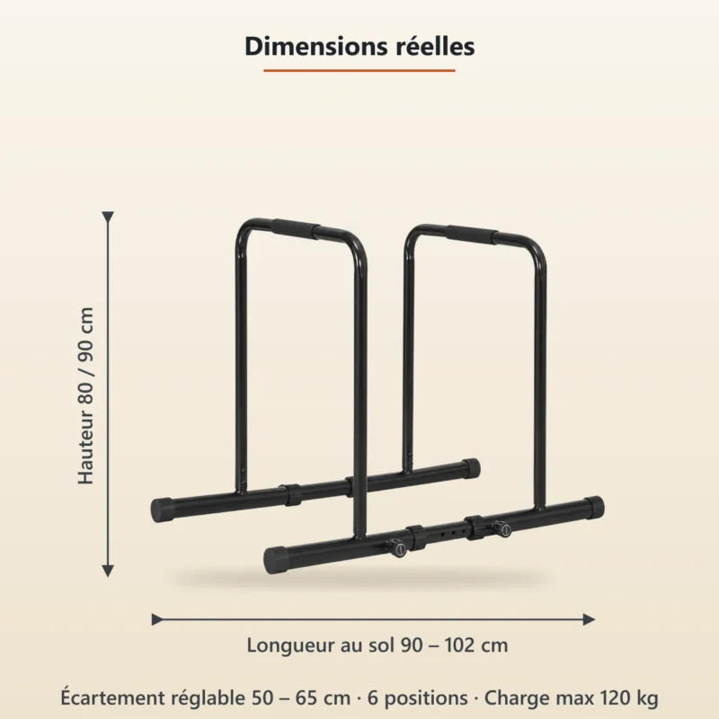 dips barres parallèles 18 | WO-Calisthenics Dips barres parallèles — dimensions réelles 90-102 x 65 x 80-90 cm — WO-Calisthenics