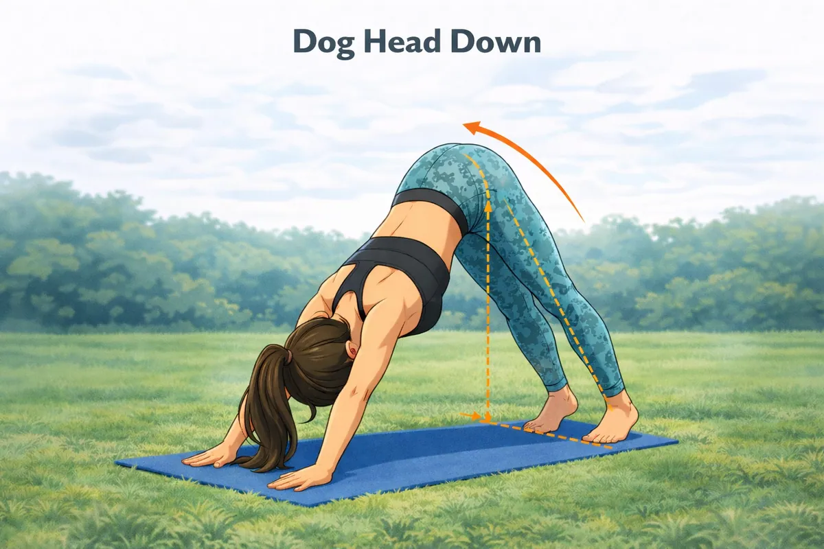 exercices dos sans matériel 6 | WO-Calisthenics Naïa en chien tête en bas, posture qui étire le dos et l'arrière des jambes
