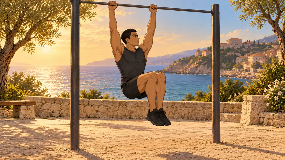 abs workout 7 | WO-Calisthenics Sami en hanging knee raise, genoux remontés à hauteur de hanches