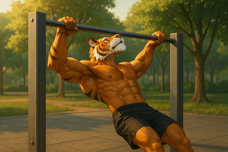 exercices de callisthénie 10 | WO-Calisthenics Tiger en pull-over à la barre fixe dans un parc de street workout