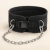 Ceinture lestée à dosseret large en mousse EVA noire, boucle à clip, deux anneaux en D et chaîne à deux mousquetons — WO-Calisthenics