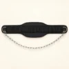 Ceinture lestée noire en néoprène présentée à plat, avec sa chaîne et ses deux mousquetons