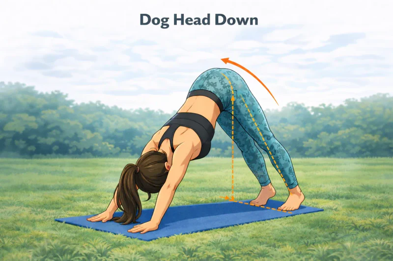 exercices dos sans matériel 6 | WO-Calisthenics Naïa en chien tête en bas, posture qui étire le dos et l'arrière des jambes
