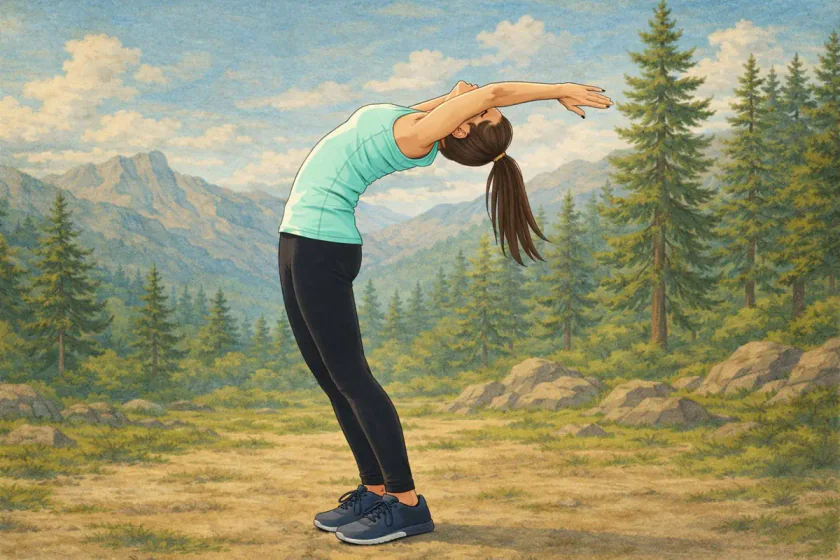 exercices dos sans matériel 17 | WO-Calisthenics Naïa fait une flexion arrière du buste, debout