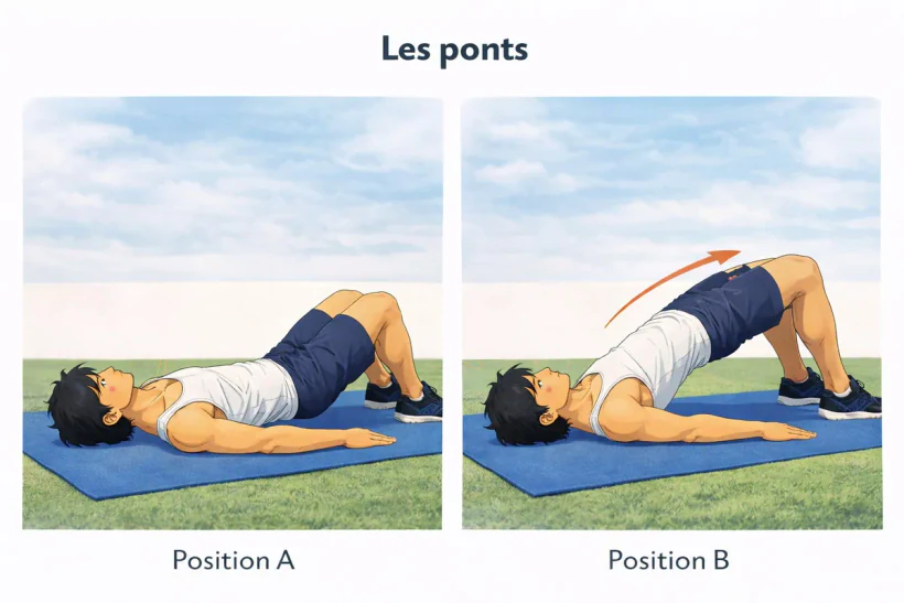 exercices dos sans matériel 7 | WO-Calisthenics Kaï fait le pont pour renforcer les fessiers et le bas du dos