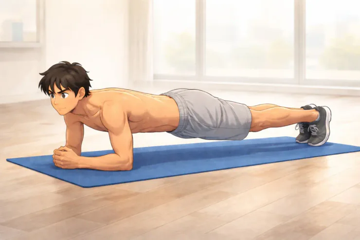 exercices dos sans matériel 9 | WO-Calisthenics Kaï en planche sur les avant-bras, gainage du tronc