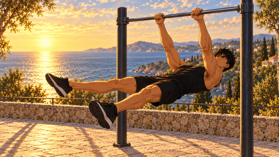 Kaï en straddle front lever, jambes écartées et corps horizontal