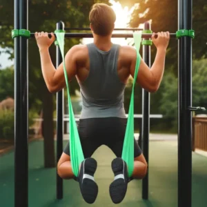 muscle up 12 | WO-Calisthenics Traction assistée par un élastique de musculation, vue de dos